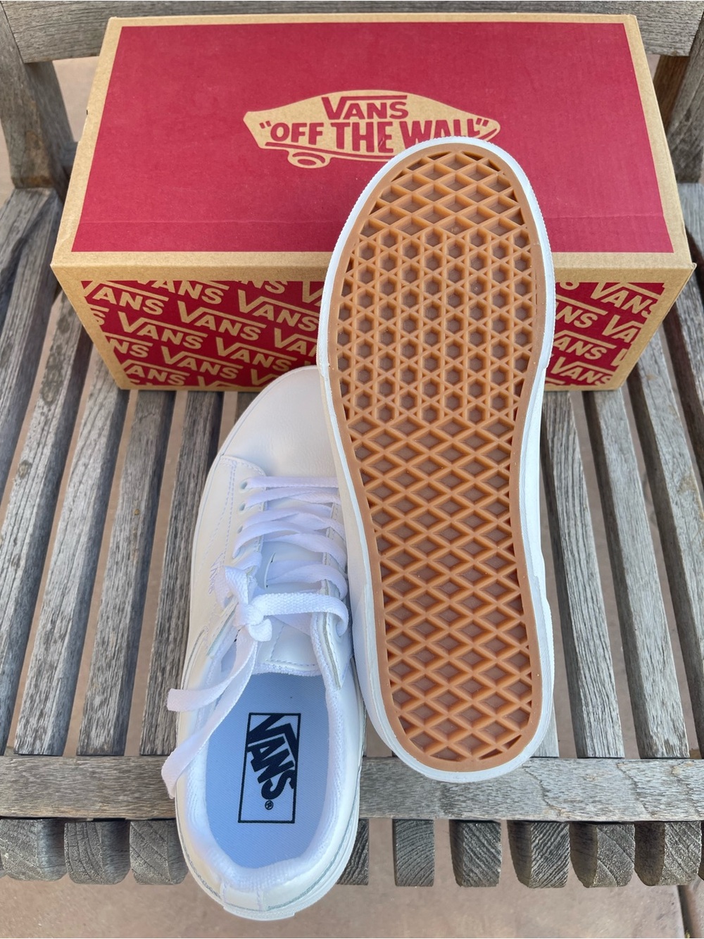 Vans Women’s Seldan White Low-Top Leather Sneakers - Picture 3 of 5